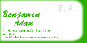 benjamin adam business card
